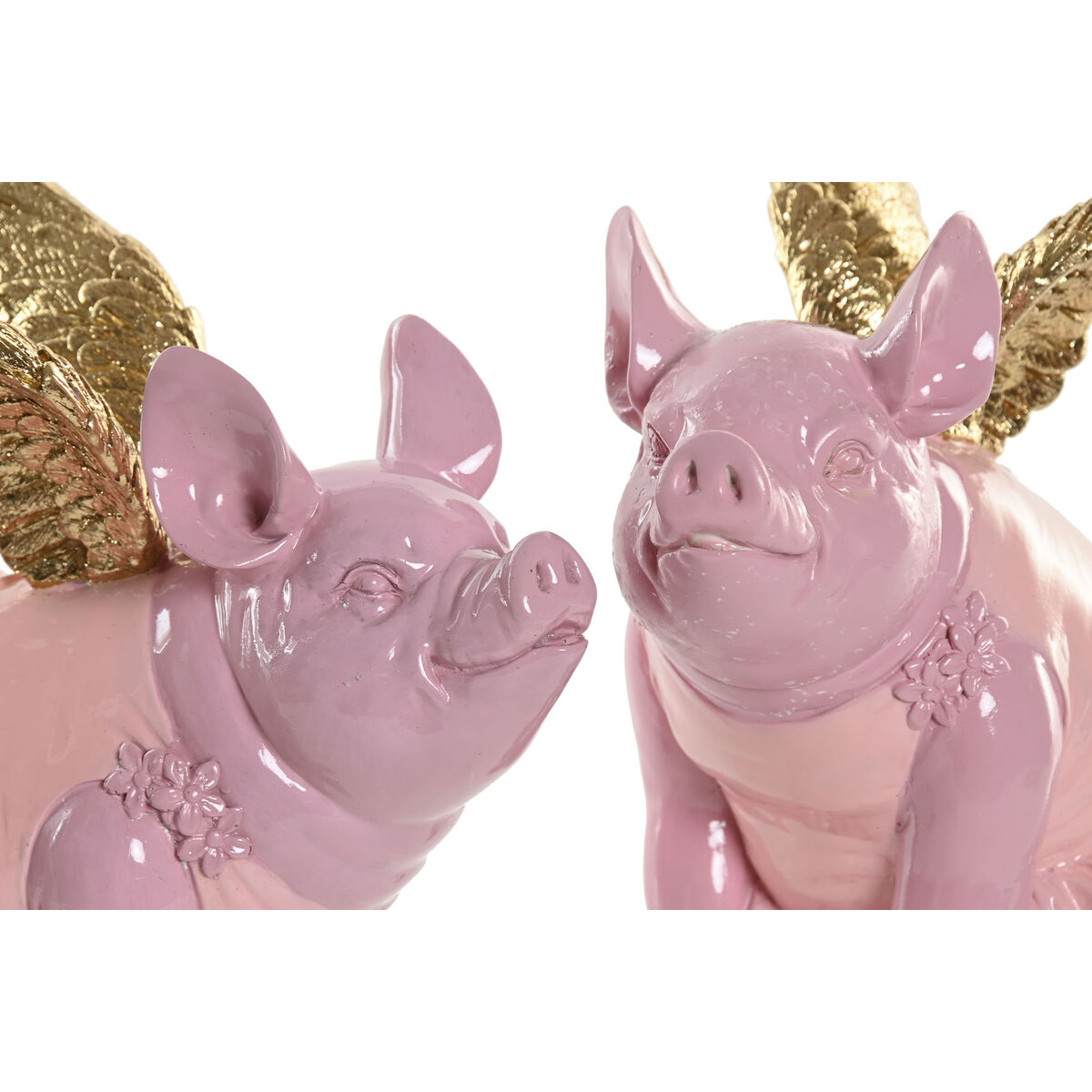 Decorative Figure Home ESPRIT Pink Pig 19 x 11 x 17 cm (2 Units)