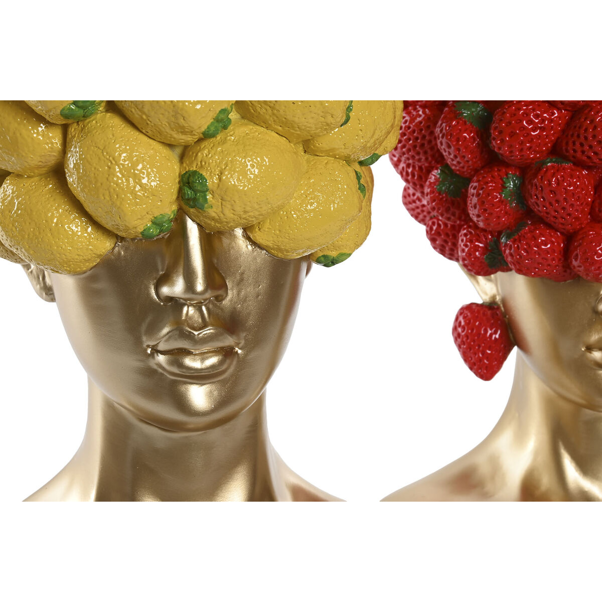 Vase Home ESPRIT Yellow Red Resin Golden Modern Fruit 28 x 17 x 35 cm (2 Units)