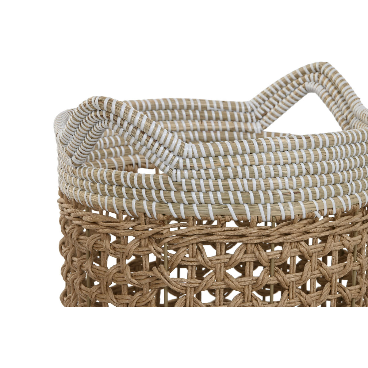 Basket set Home ESPRIT White Natural Paper Seagrass Boho (2 Pieces)