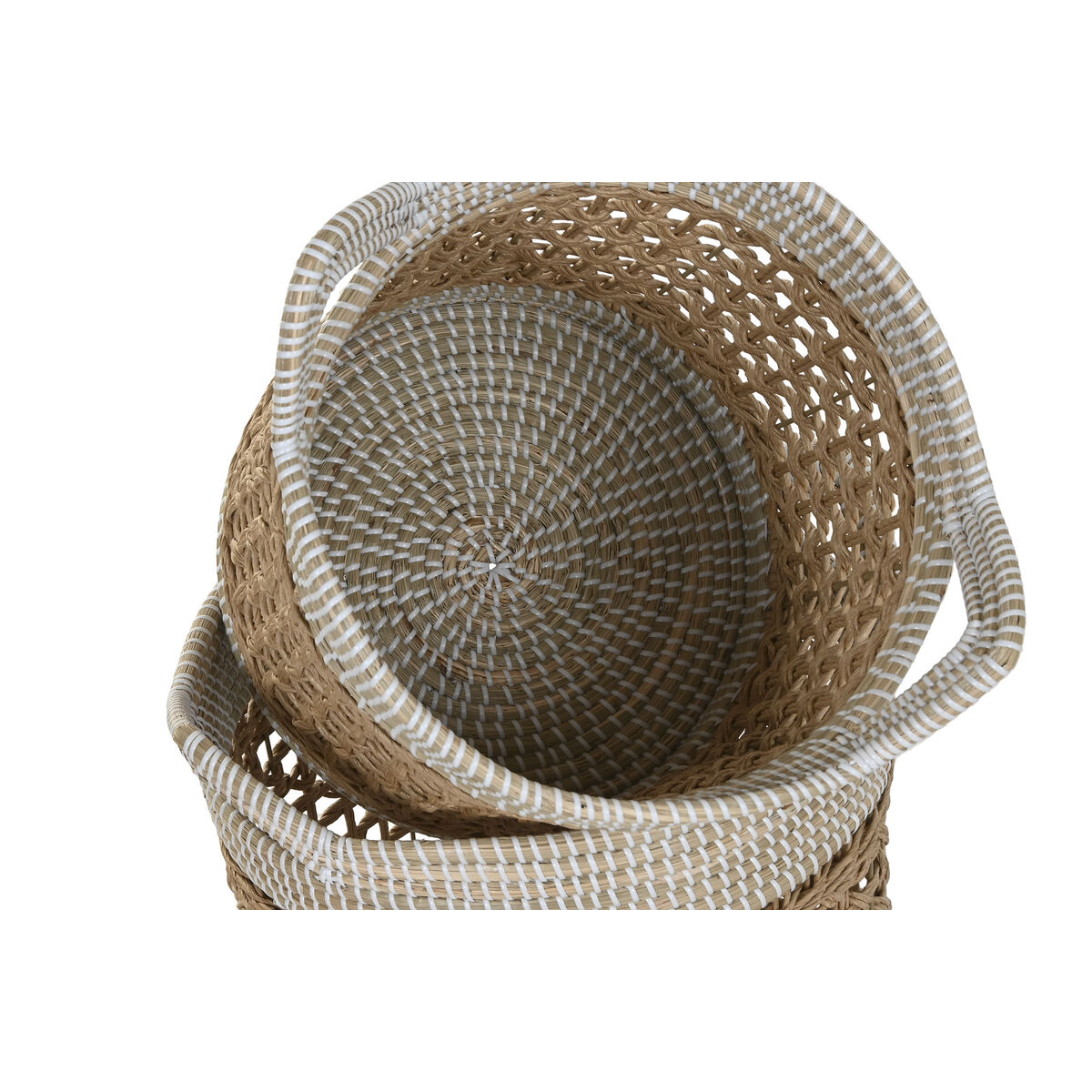 Basket set Home ESPRIT White Natural Paper Seagrass Boho (2 Pieces)