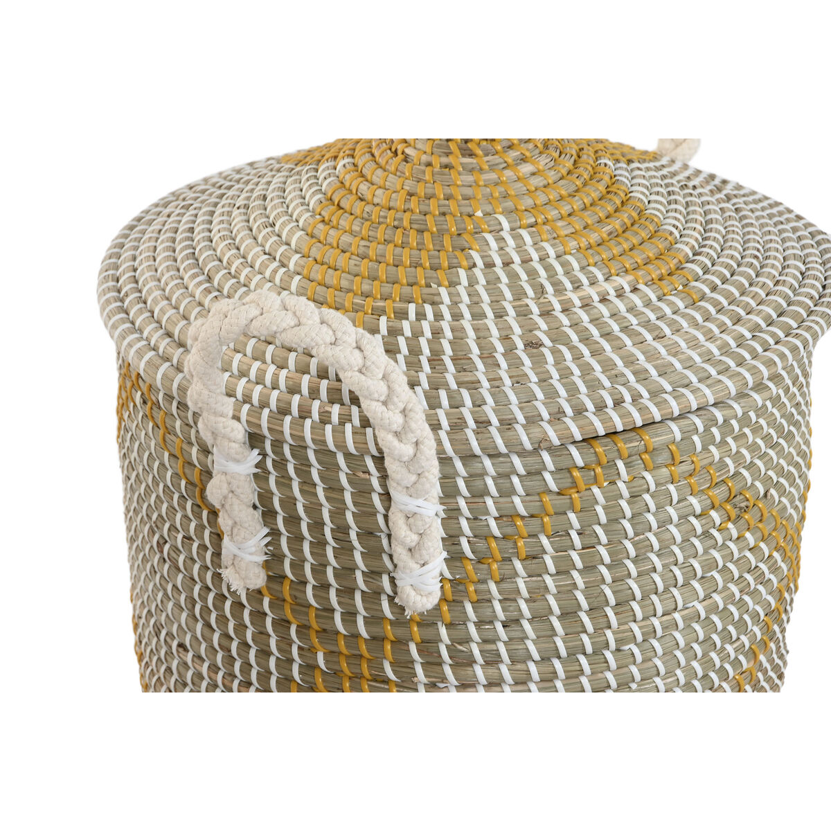 Basket set Home ESPRIT Yellow Coral Seagrass Boho (2 Pieces)