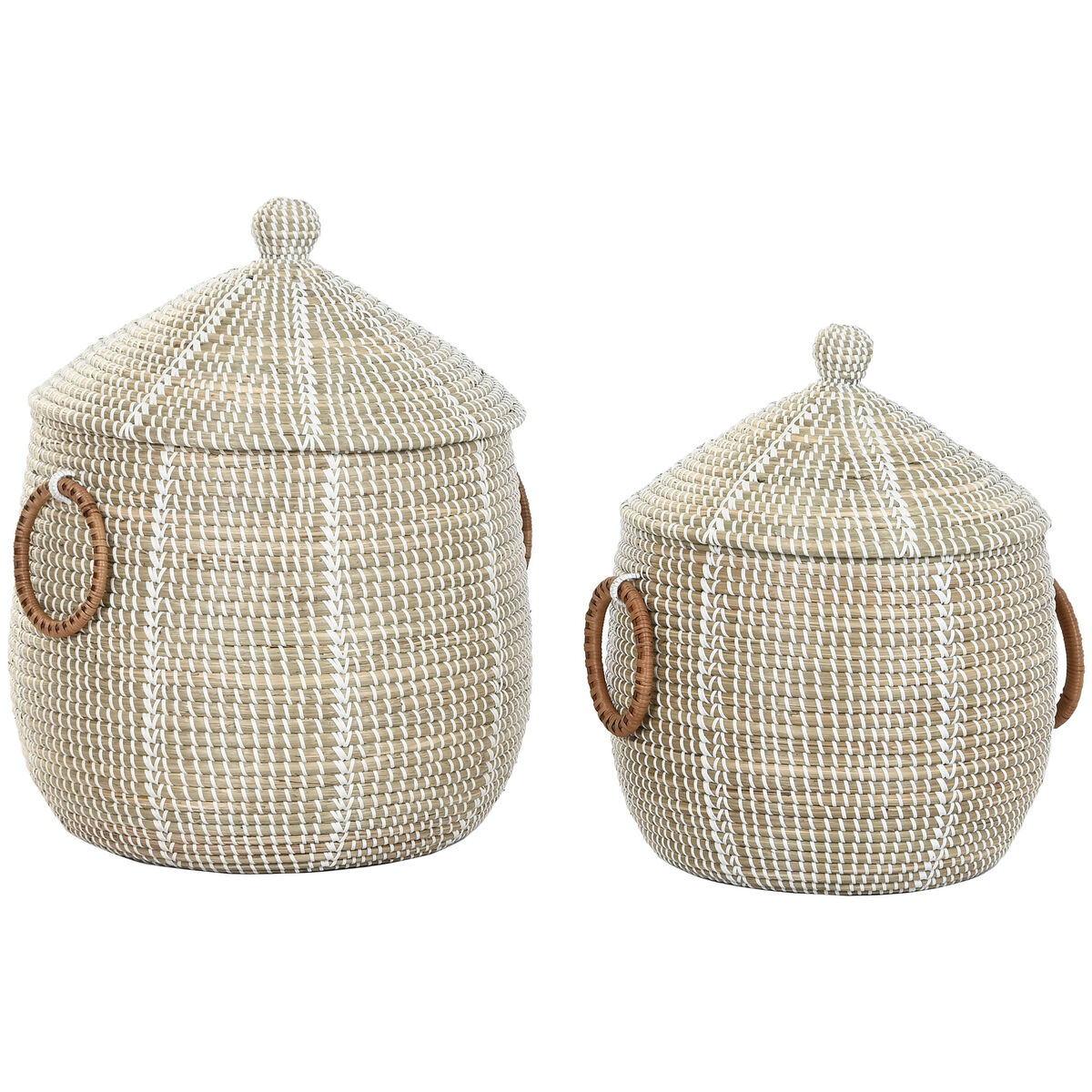 Basket set Home ESPRIT White Natural Seagrass Boho (2 Pieces)