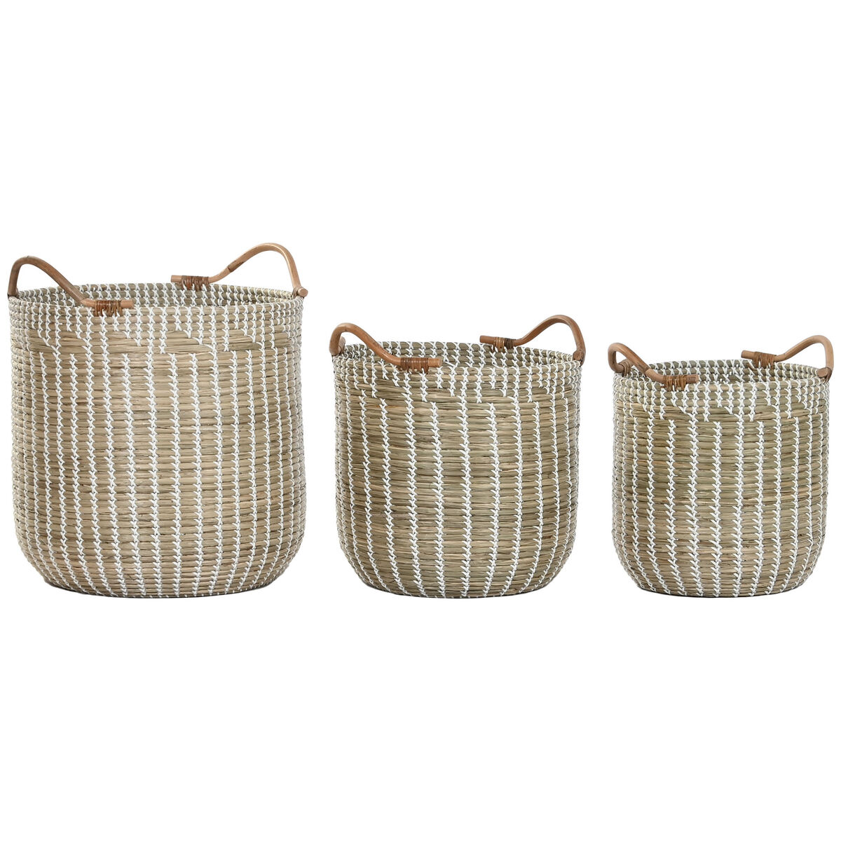 Basket set Home ESPRIT White Natural Seagrass Boho (3 Pieces)