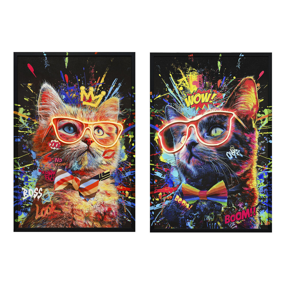 Painting Home ESPRIT Black Cat Loft 63 x 3 x 93 cm (2 Units)