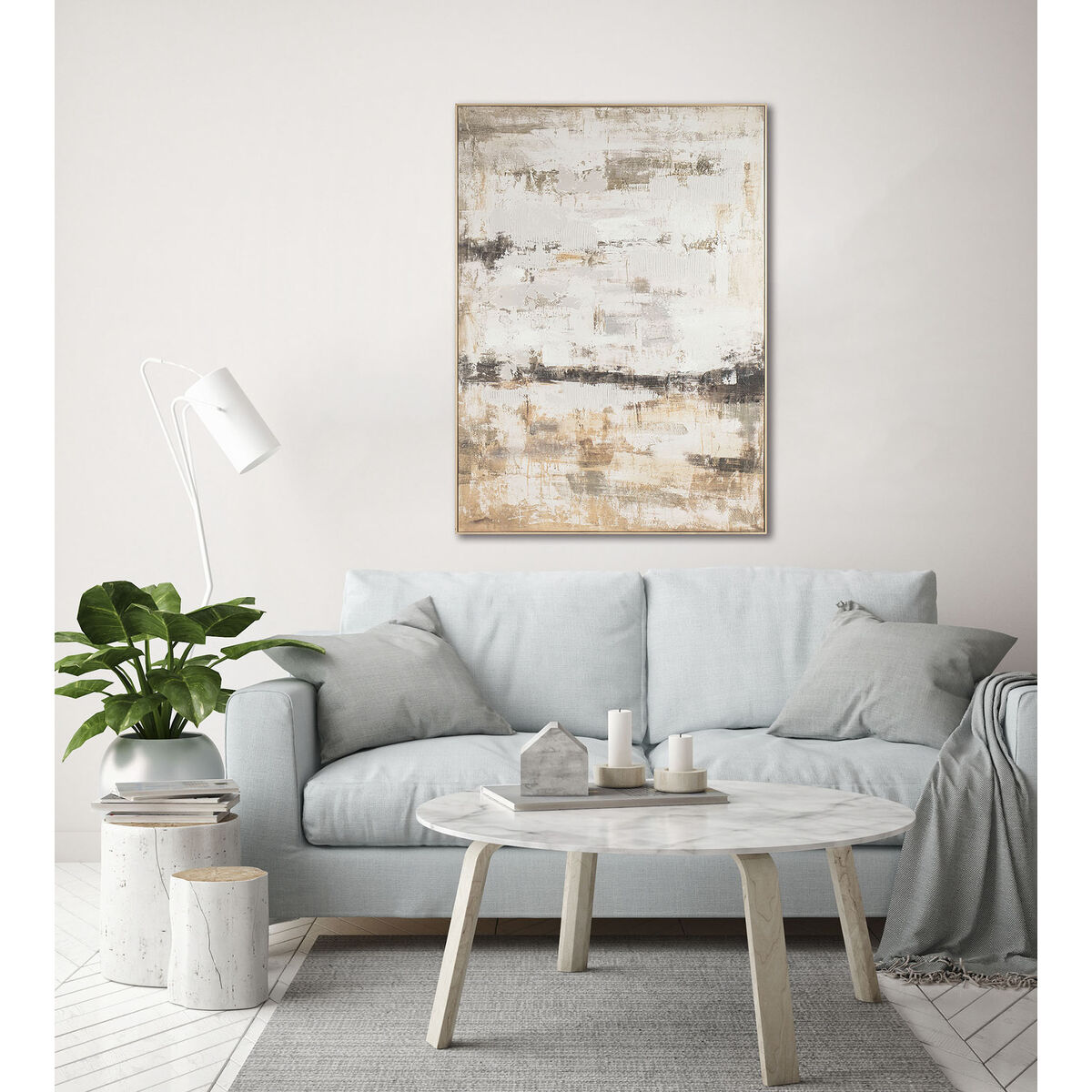 Painting Home ESPRIT White Beige Abstract Urban 130 x 5 x 180 cm