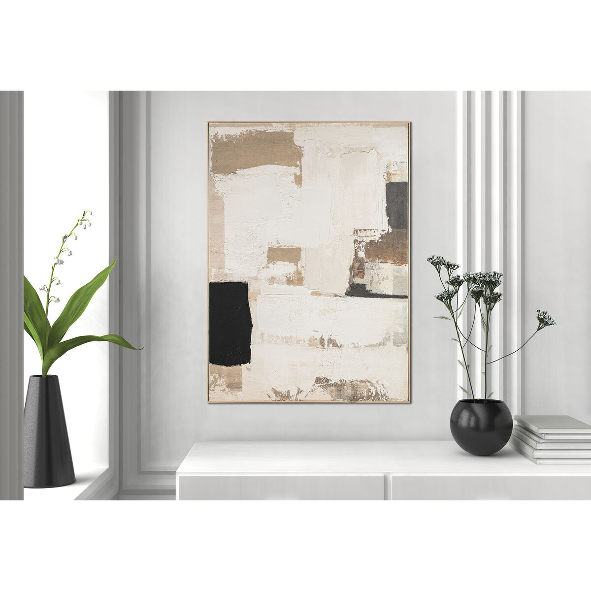 Painting Home ESPRIT White Beige Abstract Urban 130 x 5 x 180 cm
