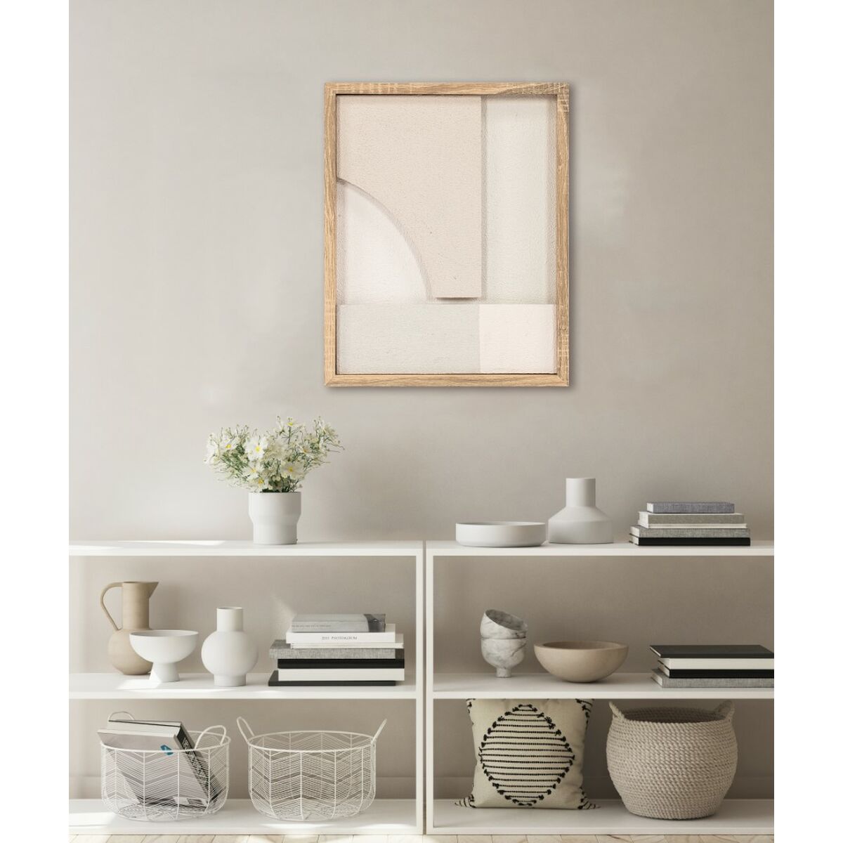 Painting Home ESPRIT White Beige Natural Modern Scandinavian 40 x 3,8 x 50 cm (2 Units)