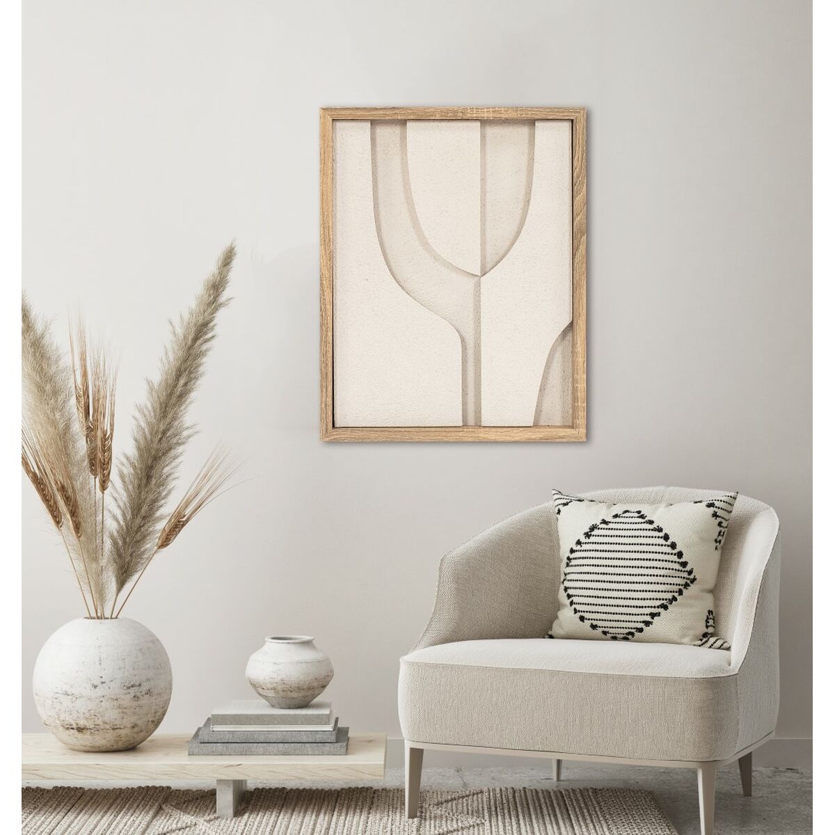Painting Home ESPRIT White Natural Modern Scandinavian 40 x 3,8 x 50 cm (2 Units)