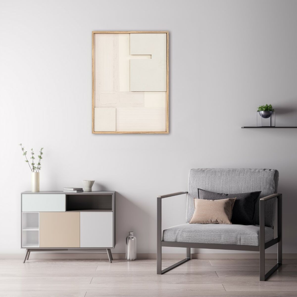 Painting Home ESPRIT White Natural Modern Scandinavian 75 x 3,8 x 100 cm (2 Units)