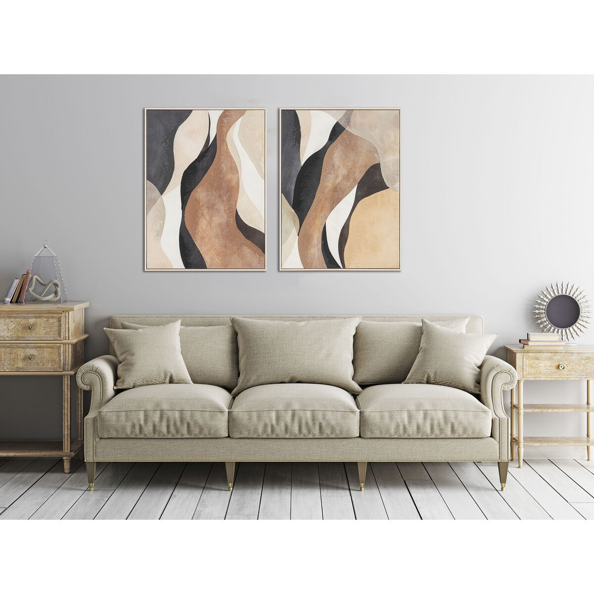 Painting Home ESPRIT Brown Beige Abstract Urban 60 x 2,8 x 80 cm (2 Units)