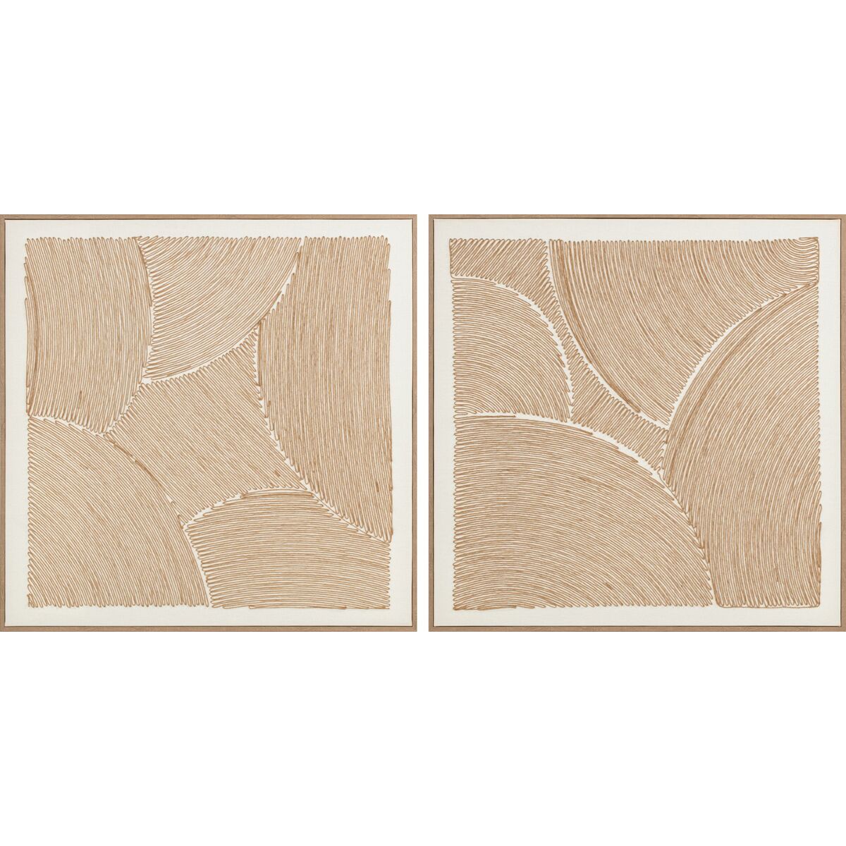 Painting Home ESPRIT White Natural Modern With relief Scandinavian 100 x 3,8 x 100 cm (2 Units)