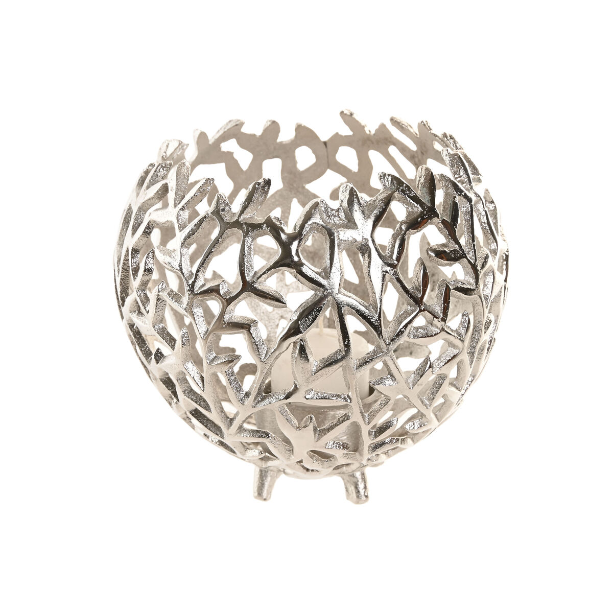 Candleholder Home ESPRIT Silver Aluminium 20 x 20 x 18 cm