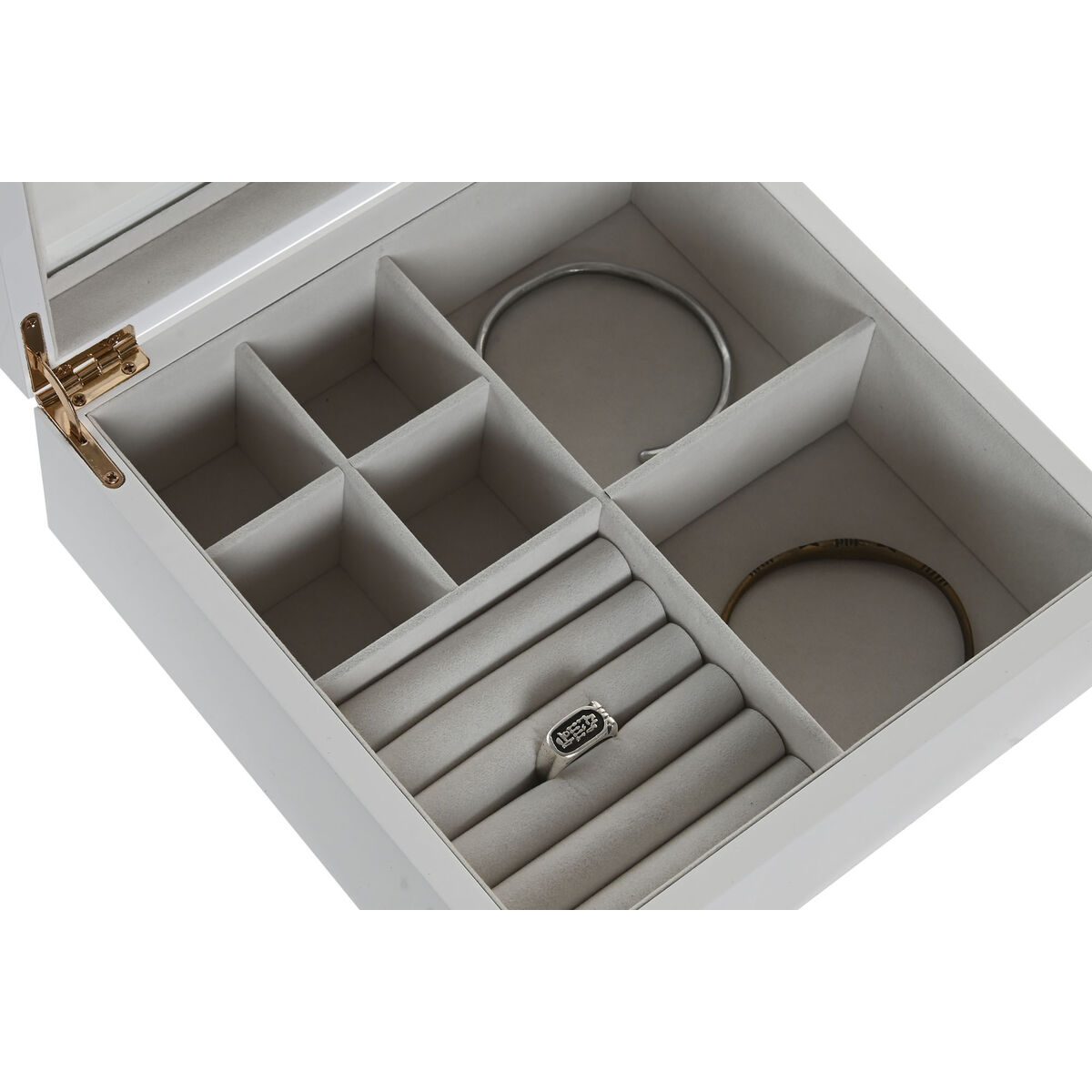 Jewelry box Home ESPRIT White Beige Wood Crystal