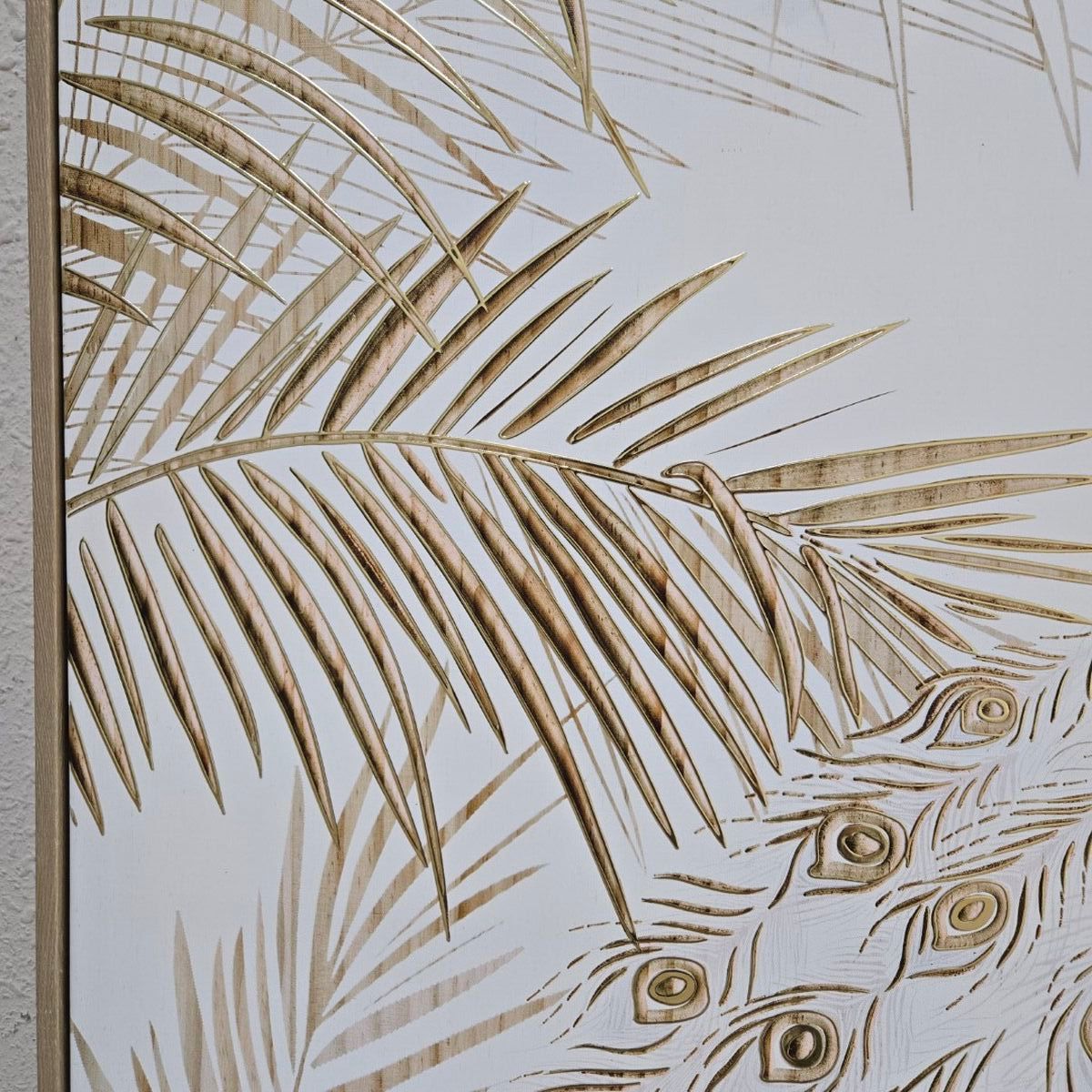 Painting Home ESPRIT White Natural Peacock Tropical 100 x 5 x 100 cm (2 Units)