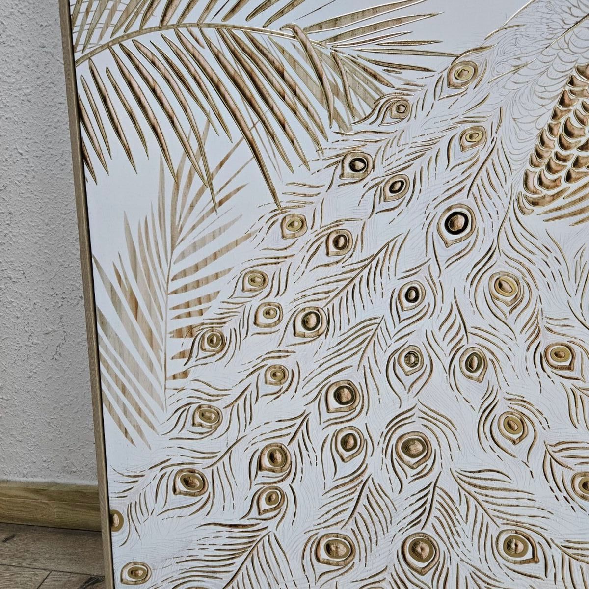 Painting Home ESPRIT White Natural Peacock Tropical 100 x 5 x 100 cm (2 Units)