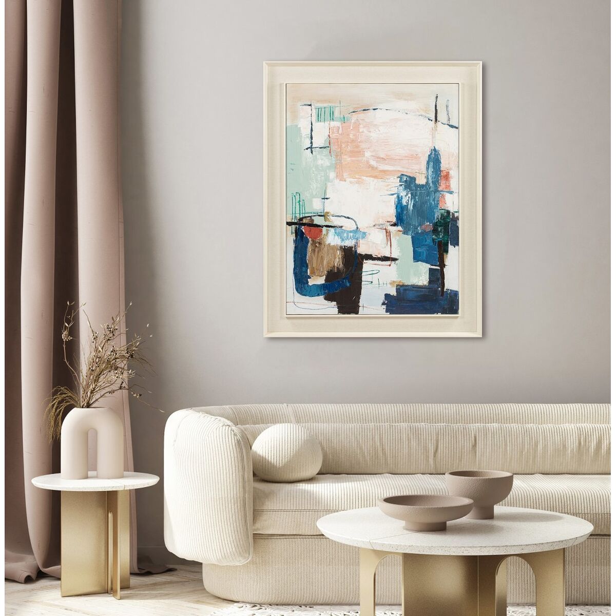 Painting Home ESPRIT Blue White Abstract Urban 114 X 6 X 143,5 CM
