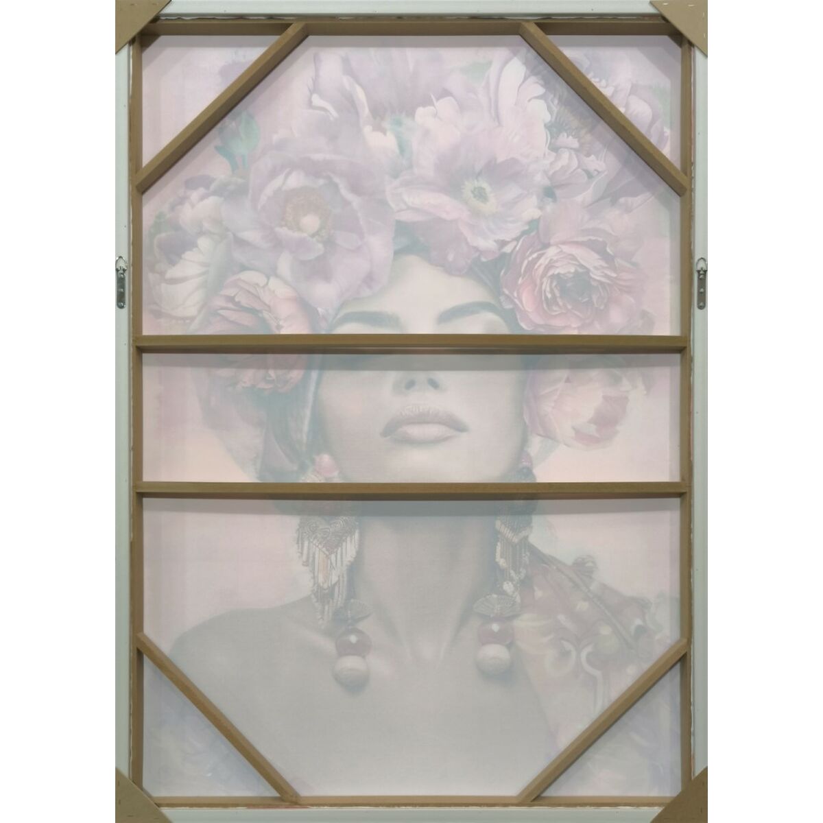 Painting Home ESPRIT Pink Flowers Velvet Shabby Chic 103 x 4,5 x 143 cm