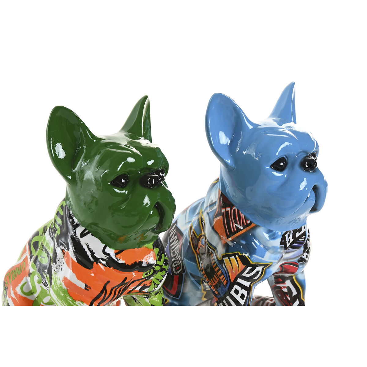 Decorative Figure Home ESPRIT Blue Green Multicolour Dog 9,5 X 13 X 16 CM (2 Units)