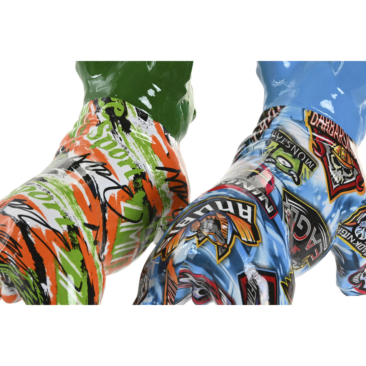Decorative Figure Home ESPRIT Blue Green Multicolour Dog (2 Units)