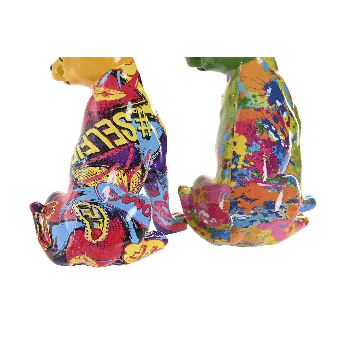 Decorative Figure Home ESPRIT Yellow Green Multicolour Dog 12 x 9 x 17 cm (2 Units)