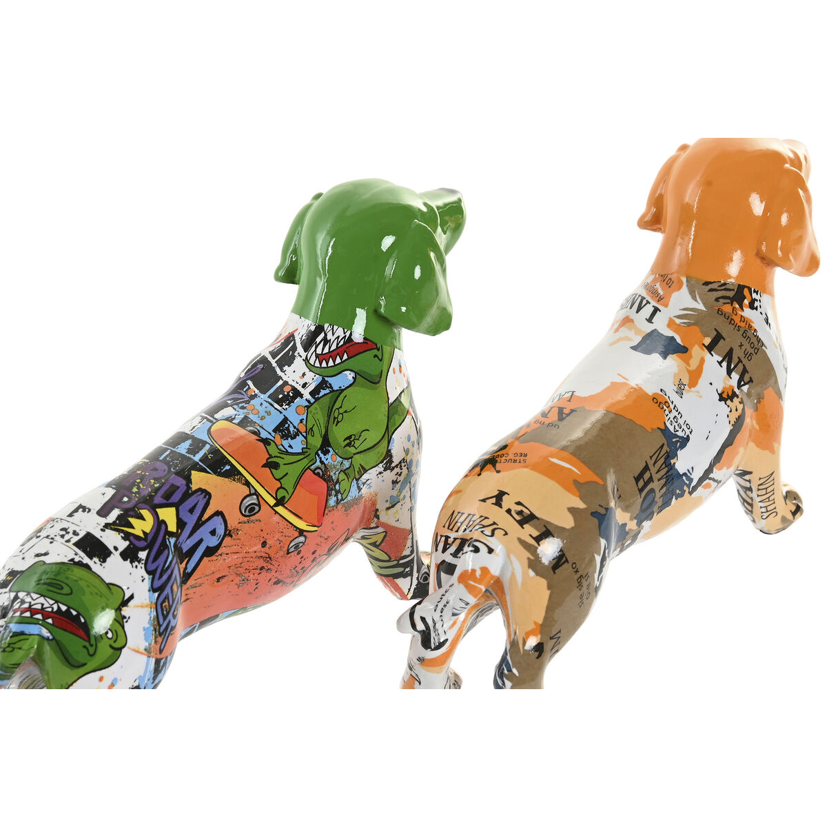 Decorative Figure Home ESPRIT Yellow Green Multicolour Dog 20 X 6 X 11,5 CM (2 Units)