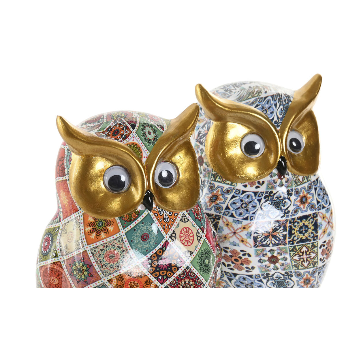 Decorative Figure Home ESPRIT Multicolour Golden Owl Mediterranean (2 Units)