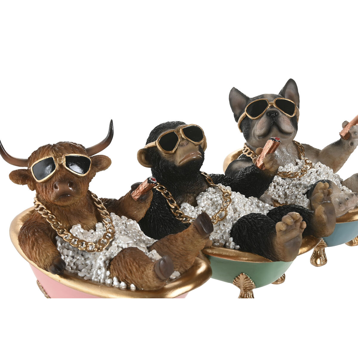Decorative Figure Home ESPRIT Black Multicolour 20 X 14,5 X 15,5 CM (3 Units)