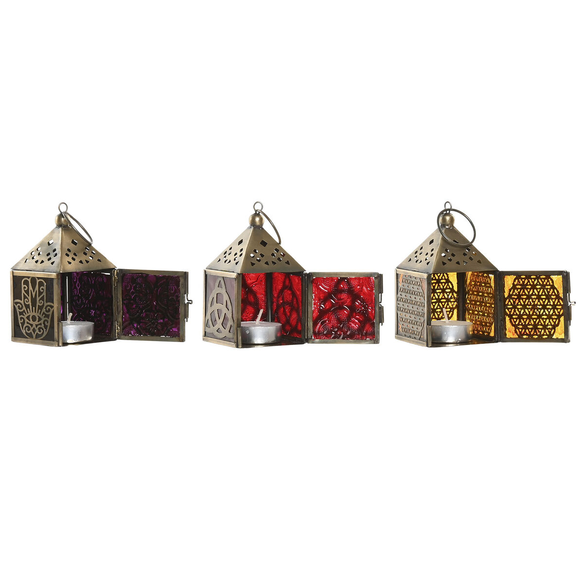 Lantern Home ESPRIT Golden Metal Crystal Arab 6 x 6 x 10 cm (6 Units)