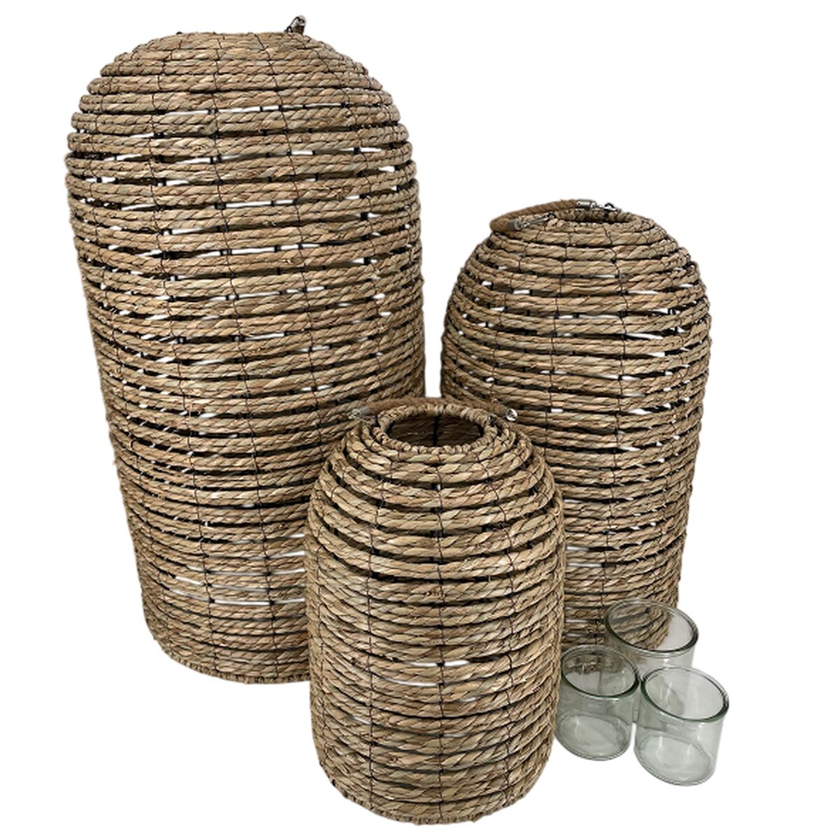 Candleholder Home ESPRIT wicker Crystal 40 x 40 x 83 cm