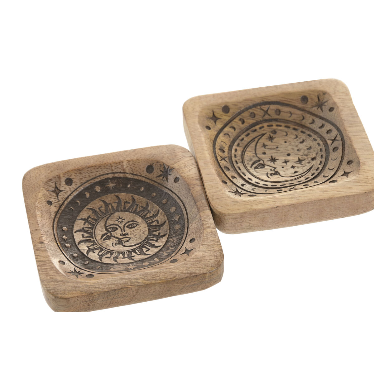 Valet Tray Home ESPRIT Brown Mango wood 9,5 x 9,5 x 2 cm (2 Units)