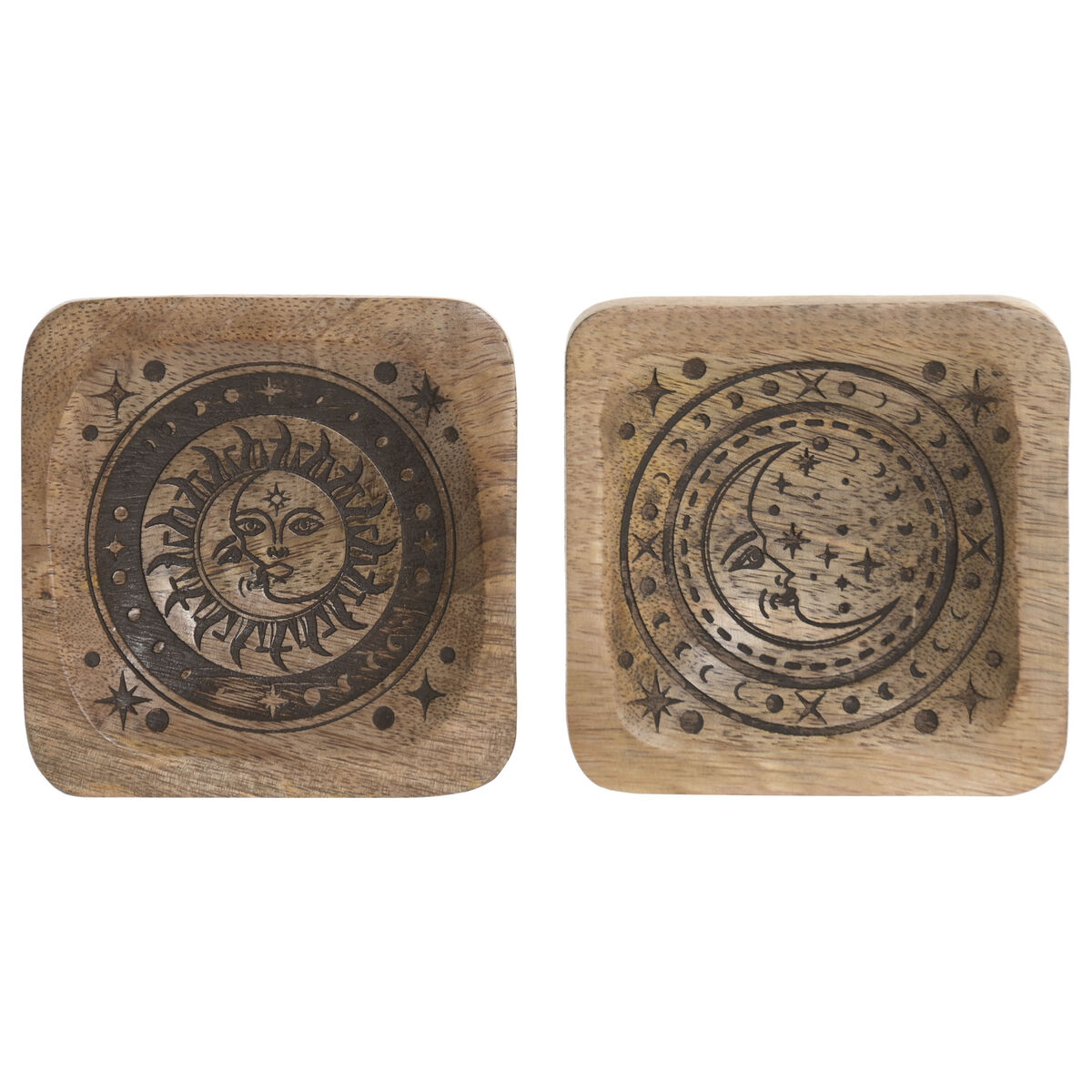 Valet Tray Home ESPRIT Brown Mango wood 9,5 x 9,5 x 2 cm (2 Units)