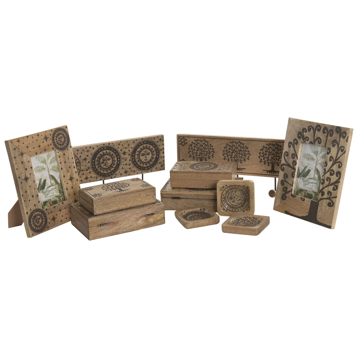 Valet Tray Home ESPRIT Brown Mango wood 9,5 x 9,5 x 2 cm (2 Units)