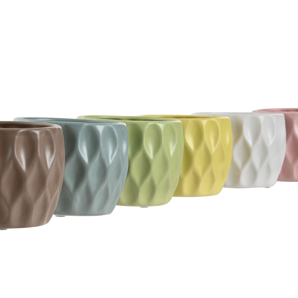 Planter Home ESPRIT Yellow White Green Pink Dolomite Rhombus 12 x 12 x 10 cm (6 Units)