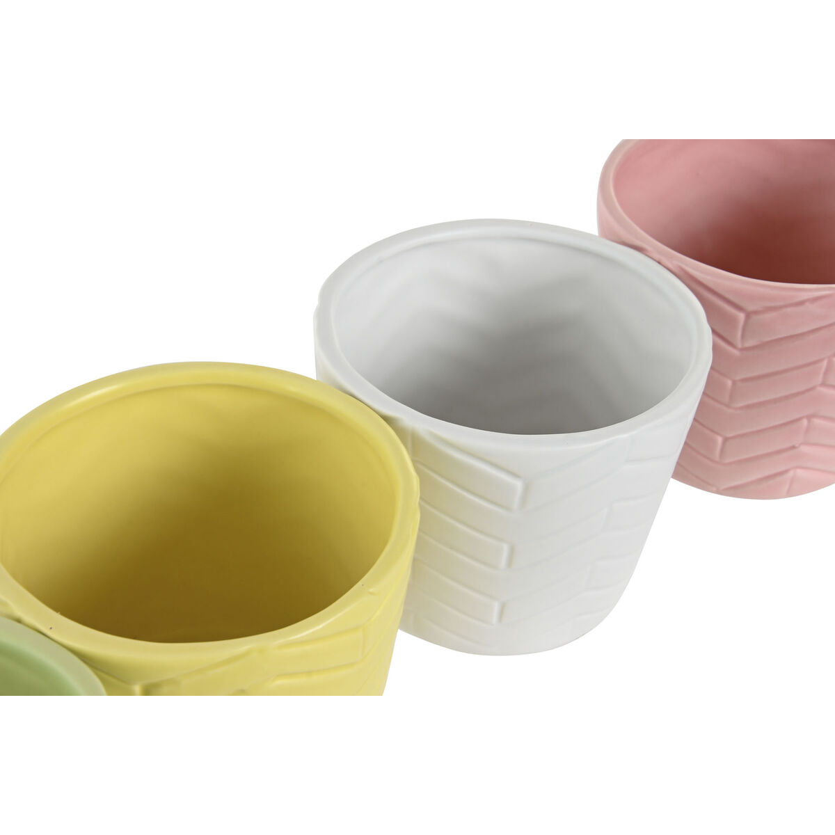 Planter Home ESPRIT Yellow Blue Green Pink Dolomite 12 x 12 x 10 cm (6 Units)