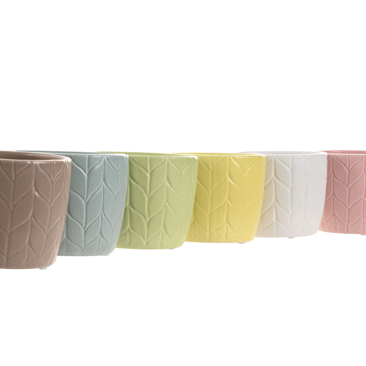 Planter Home ESPRIT Yellow Blue White Pink Dolomite 12 x 12 x 10 cm (6 Units)