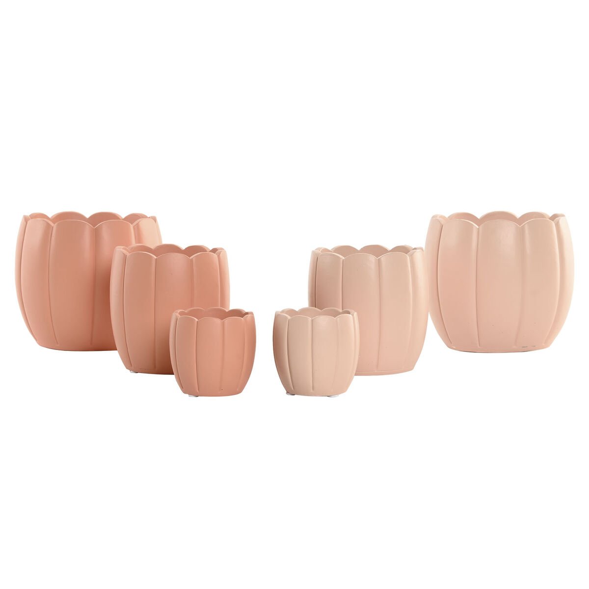 Planter Home ESPRIT Terracotta Light Pink Cement Shabby Chic 15 x 15 x 13 cm (3 Pieces) (2 Units)