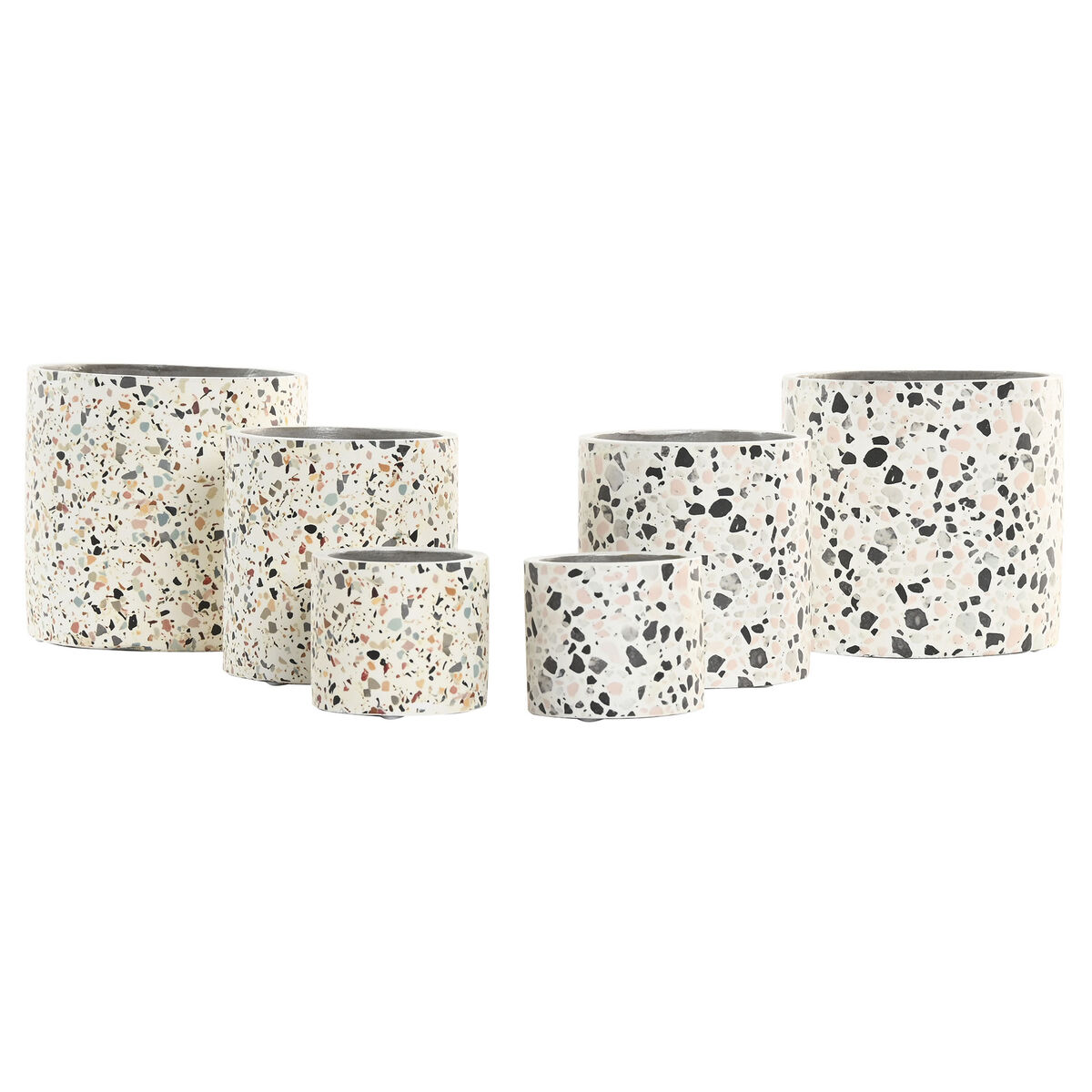 Planter Home ESPRIT White Multicolour Cement Urban 13 x 13 x 13 cm (3 Pieces) (2 Units)