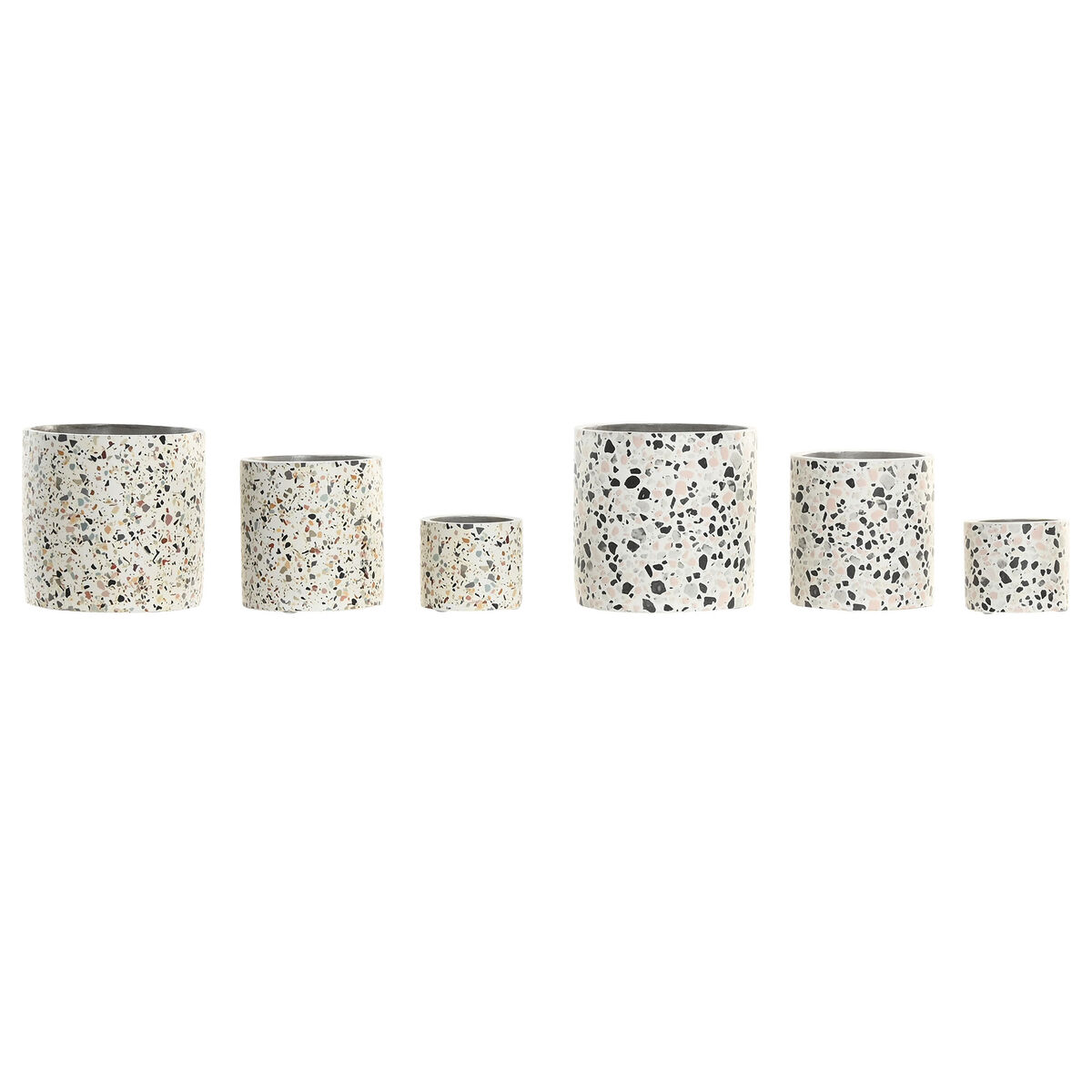 Planter Home ESPRIT White Multicolour Cement Urban 13 x 13 x 13 cm (3 Pieces) (2 Units)
