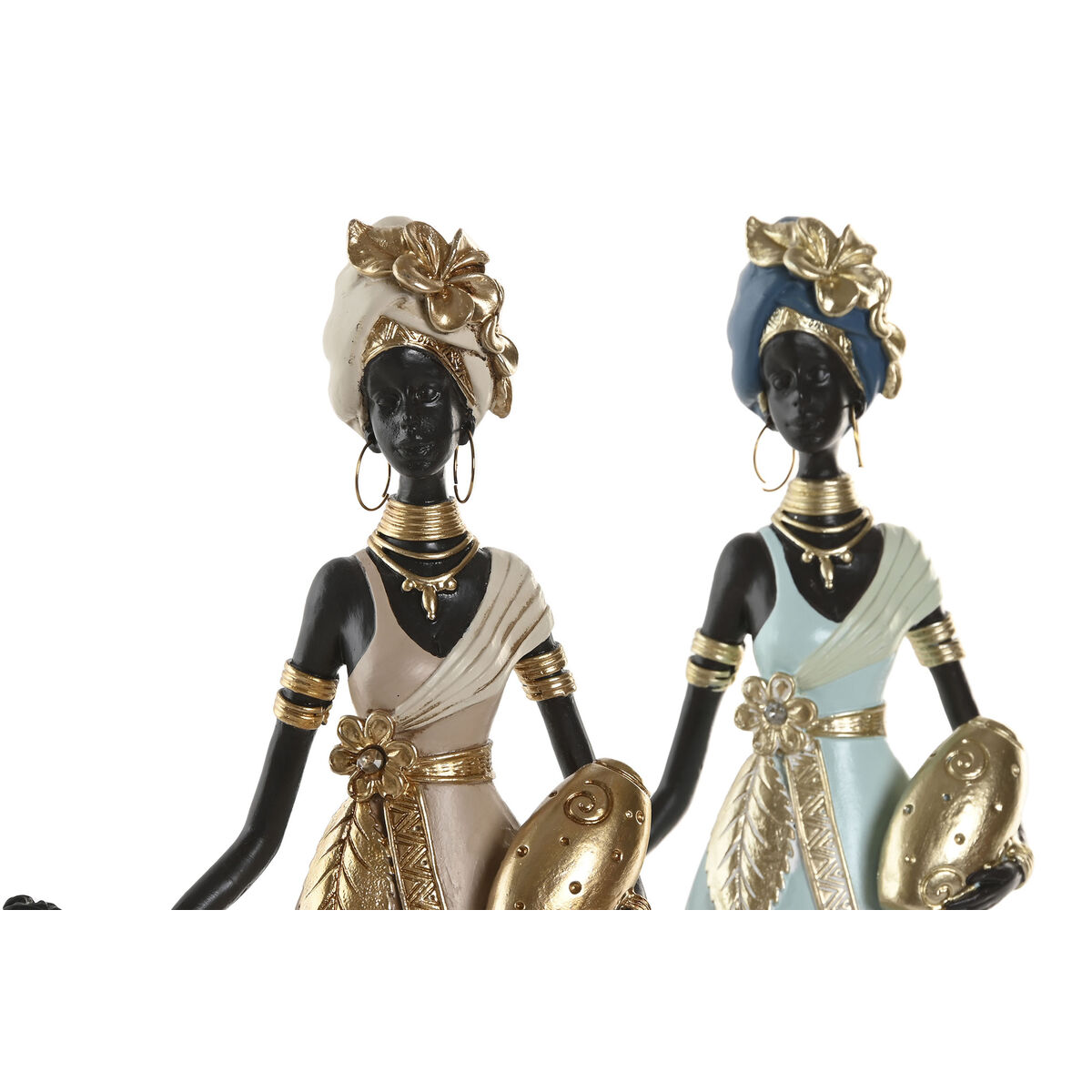 Decorative Figure Home ESPRIT Green Beige African Woman (2 Units)
