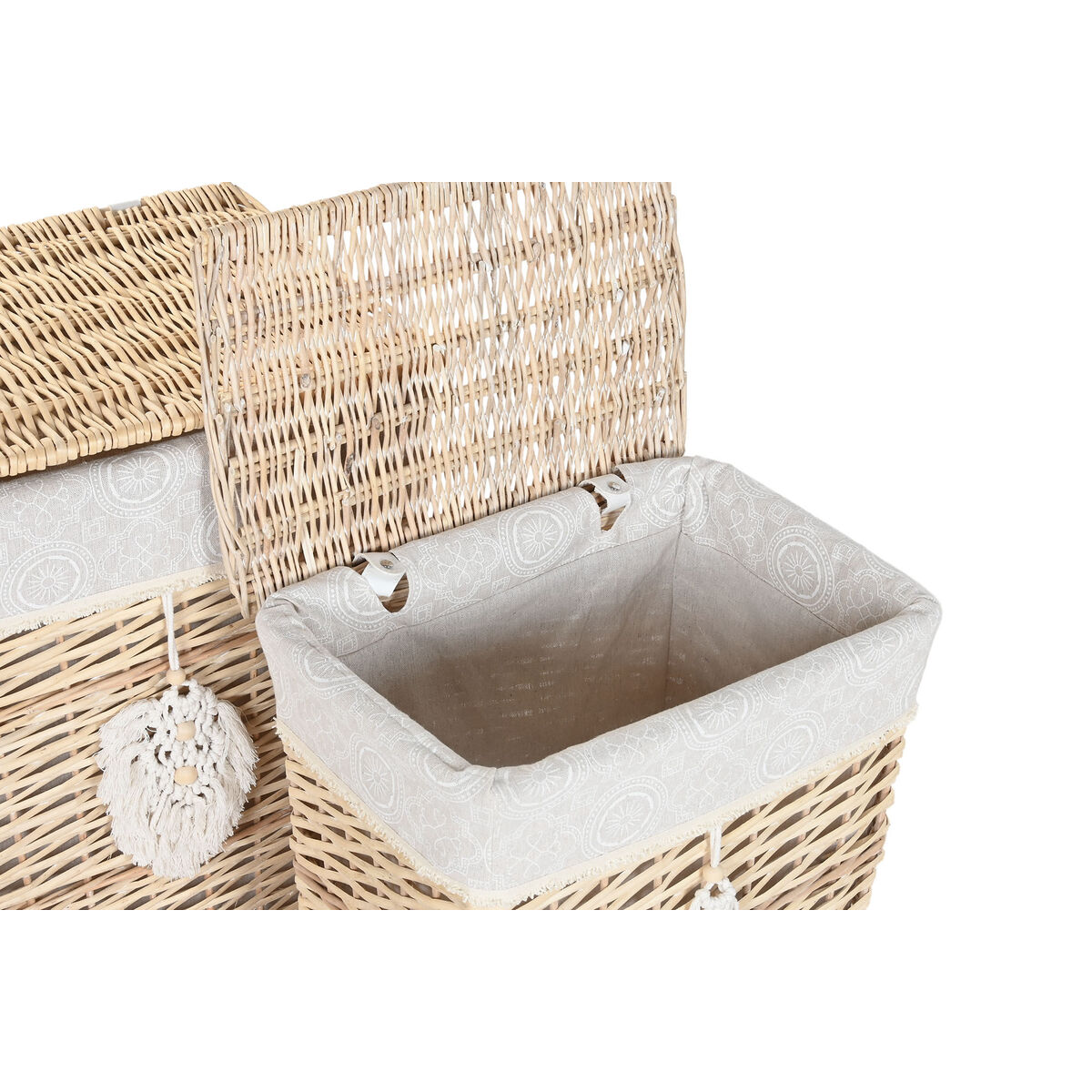 Laundry basket Home ESPRIT Natural wicker Boho 47 x 35 x 55 cm 5 Pieces