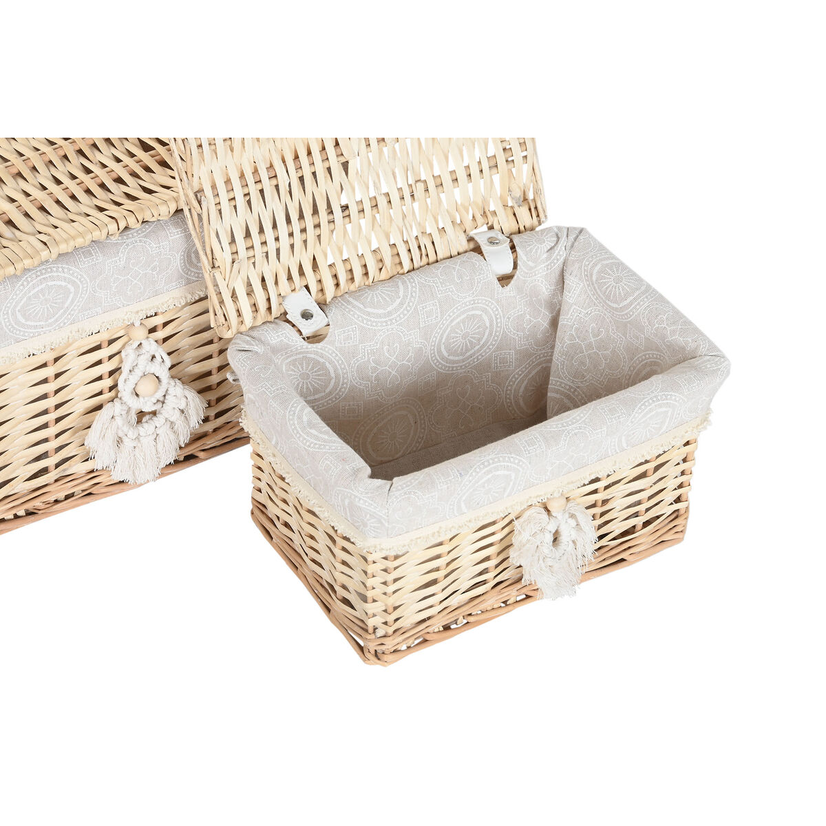 Decorative box Home ESPRIT Natural wicker Boho (2 Pieces)