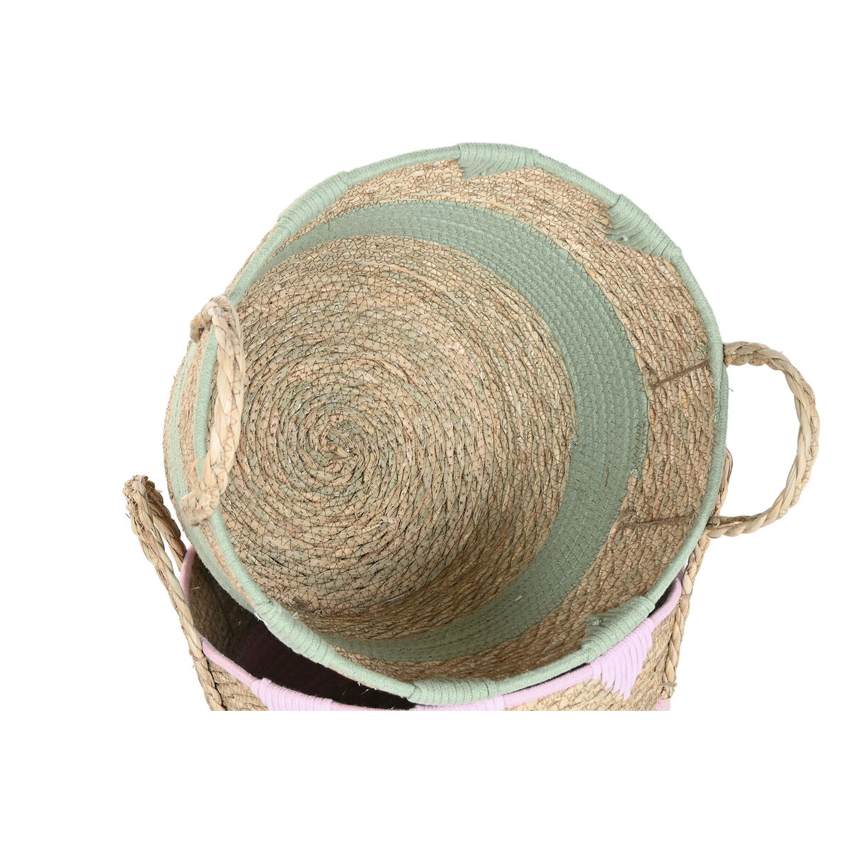 Decorative basket Home ESPRIT Blue Green Pink Natural Seagrass Children’s (3 Units)
