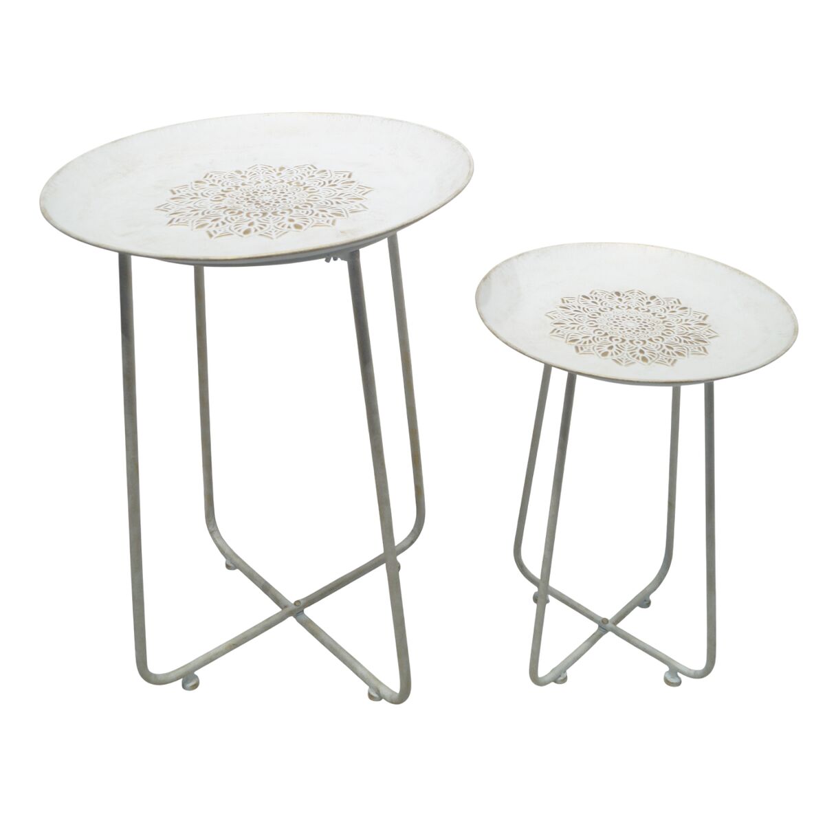 Side table Home ESPRIT White Golden 48 x 48 x 66 cm