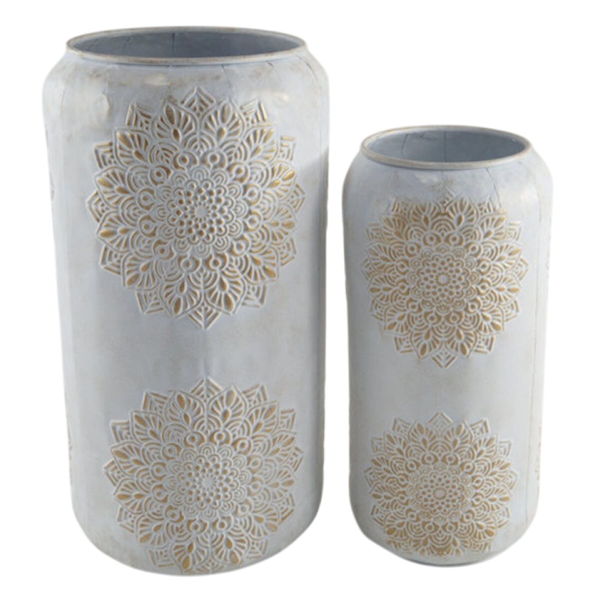 Vase Home ESPRIT White Golden Metal Arab (2 Pieces)