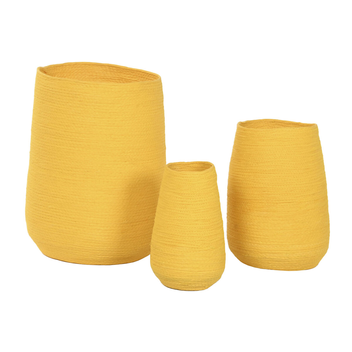 Planter Home ESPRIT Yellow Fibre Urban 30 x 30 x 60 cm (3 Pieces)
