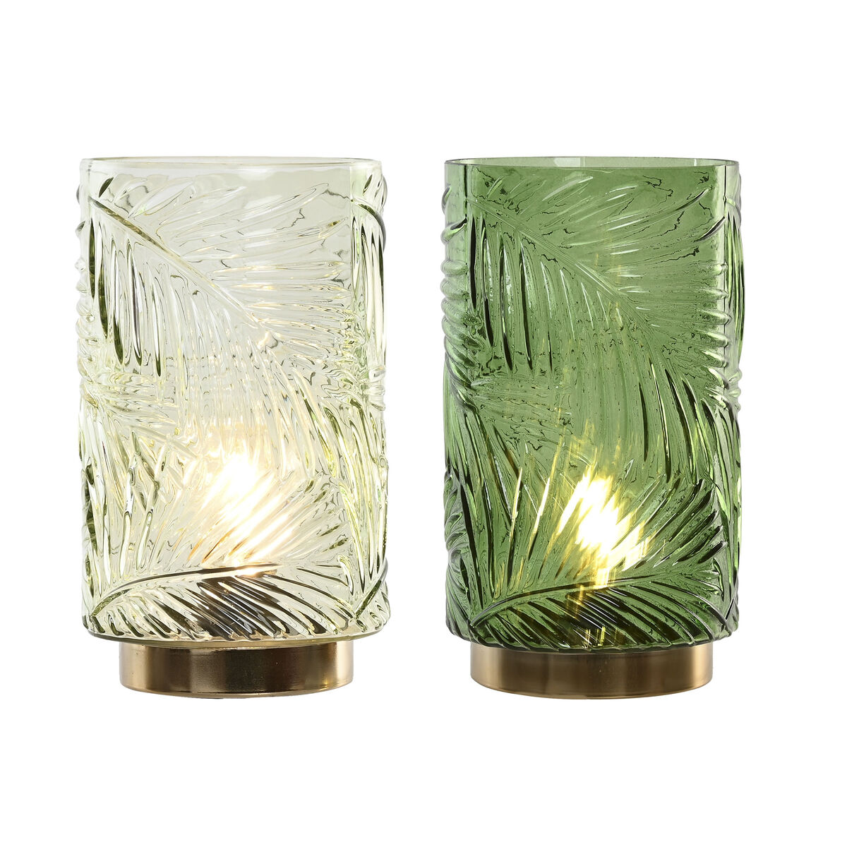 Lighting decoration Home ESPRIT Metal Crystal Tropical 14 x 14 x 26 cm (2 Units)