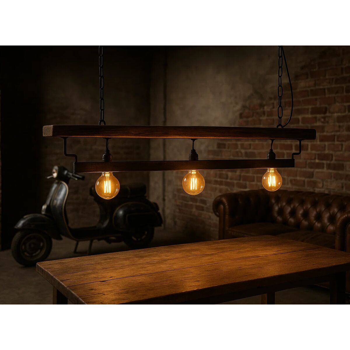 Ceiling Light Home ESPRIT Brown Black Iron Acacia 116 X 16 X 26 CM