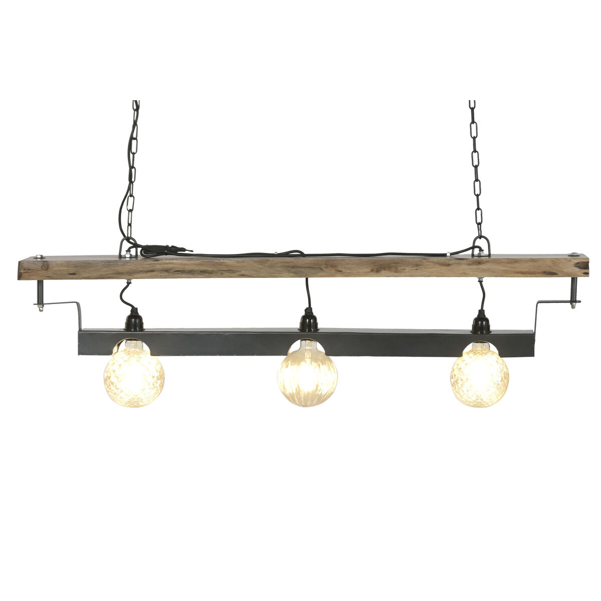 Ceiling Light Home ESPRIT Brown Black Iron Acacia 116 X 16 X 26 CM