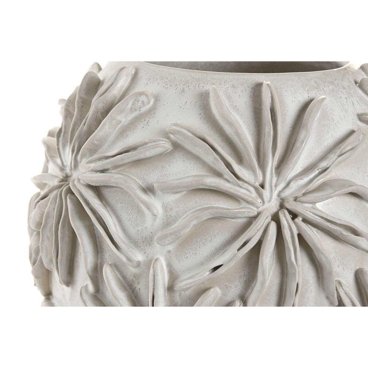 Vase Home ESPRIT White Ceramic Traditional style Leaf of a plant 22 x 22 x 25 cm