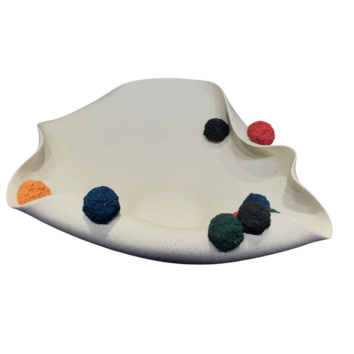 Centerpiece Home ESPRIT White Multicolour Pompoms Urban 47 X 38 X 20 CM